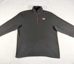 The North Face Polartec Classic 1/4 Zip Fleece Pullover Grey Red XL
